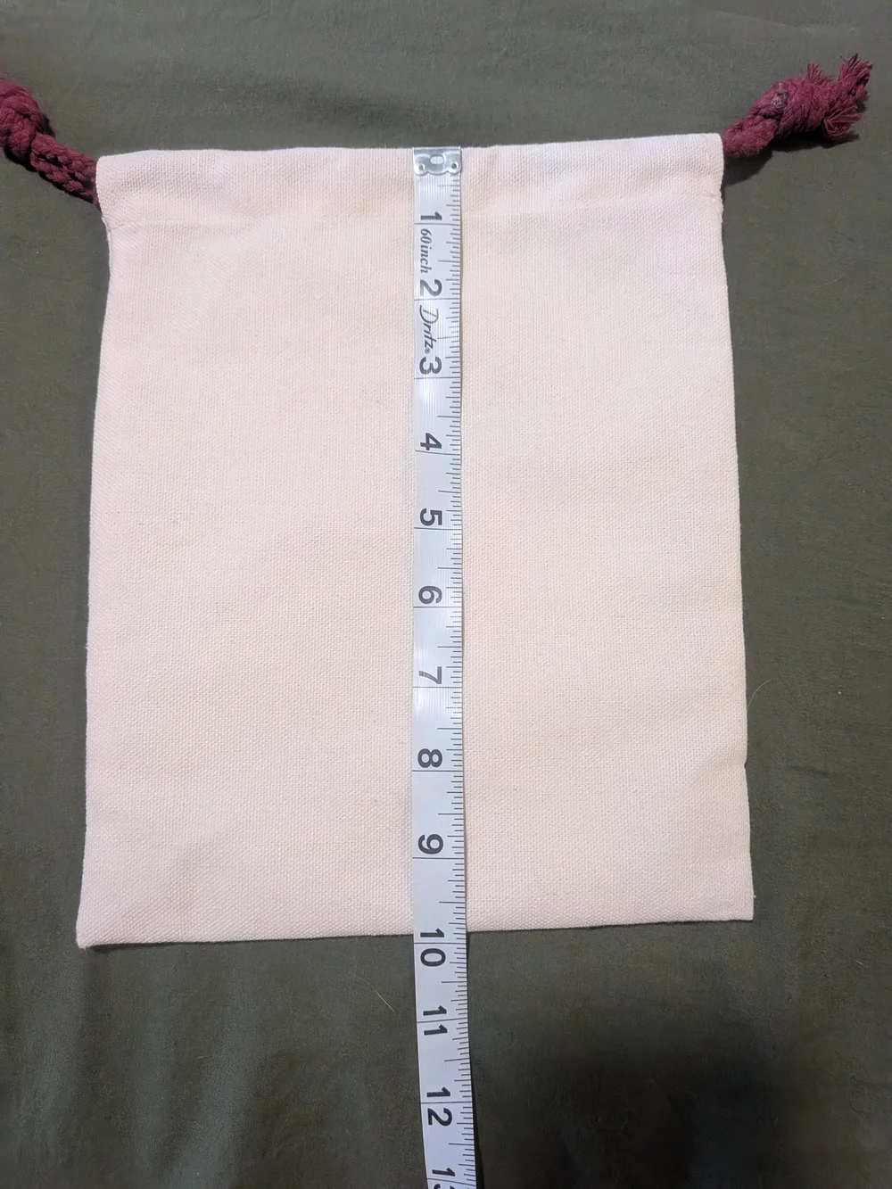 Rare Beauty Selena Gomez Red Drawstring Beige Canvas Logo Makeup Pouch Bag